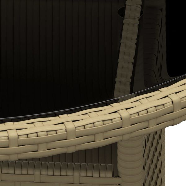 vidaXL Puutarhapöytä Ø80x75 cm karkaistu lasi ja polyrottinki beige