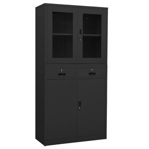 vidaXL Toimistokaappi antrasiitti 90x40x180 cm ter&auml;s/karkaistu lasi