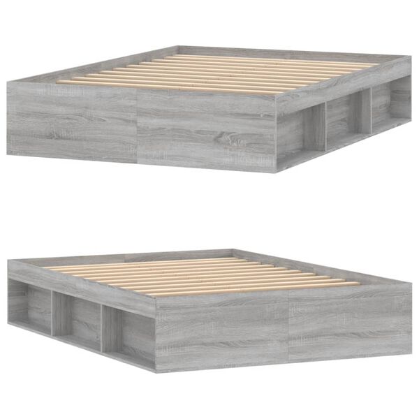vidaXL Sängynrunko harmaa Sonoma 135x190 cm Double