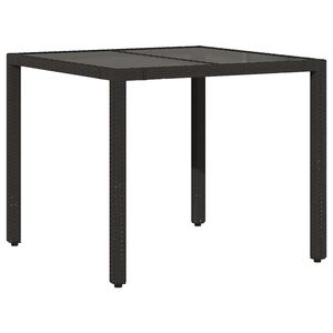 vidaXL Puutarhap&ouml;yt&auml; lasilevyll&auml; musta 90x90x75 cm polyrottinki
