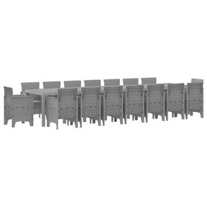 vidaXL Puutarhap&ouml;yt&auml;setti tyynyill&auml; tyynyll&auml; 17 pcs Vaaleanharmaa PP