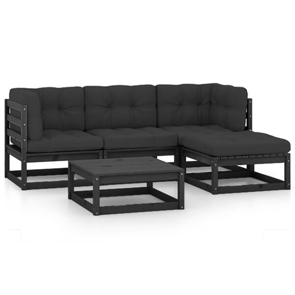 vidaXL 5-osainen Puutarhasohvasarja tyynyill&auml; t&auml;ysi m&auml;nty