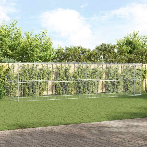 vidaXL Koirankoppi s&auml;ilytystilassa 4 pcs Hopea 8 x 2 x 2 m Ter&auml;s