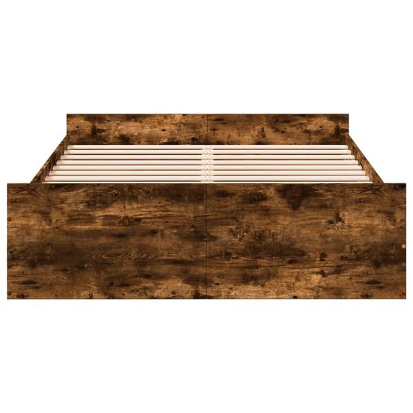 vidaXL Sängynrunko laatikoilla savutammi 140x190 cm tekninen puu