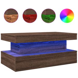 vidaXL Sohvap&ouml;yt&auml; LED-valoilla ruskea tammi 90x50x40 cm