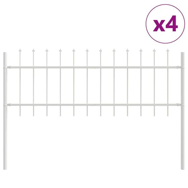 vidaXL Puutarha-aita 4 pcs Valkoinen 6,8 x 0,6 m Jauhemaalattu ter&auml;s