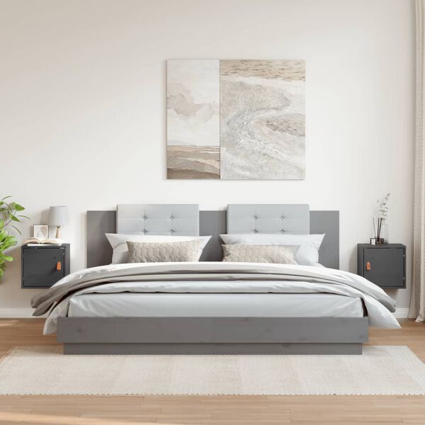 vidaXL Seinäkaapit 2 kpl harmaa 31,5x30x30 cm täysi mänty