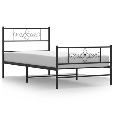 vidaXL Metallinen sängynrunko päädyillä musta 90x190 cm