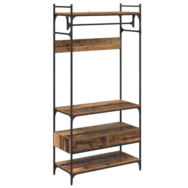 vidaXL Vaatekaappi hyllyll&auml; Vanha puu 89 x 39 x 184.5 cm Tekninen puu