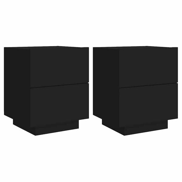 vidaXL Yöpöytä LED-valoilla 2 kpl musta tekninen puu