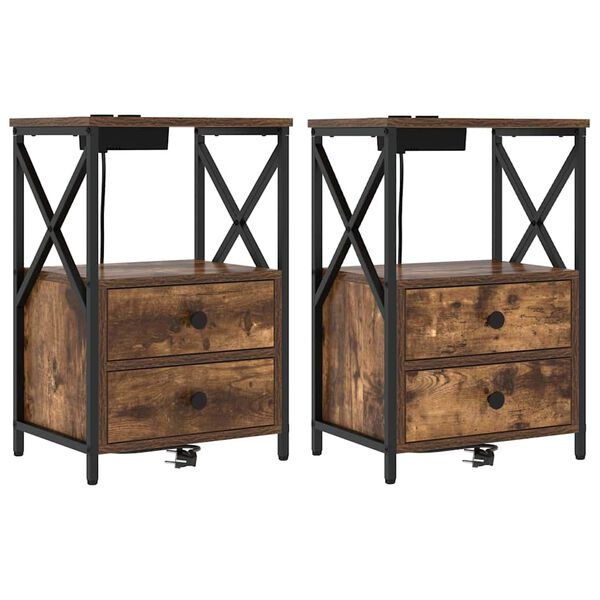 vidaXL Y&ouml;p&ouml;yt&auml;kaappi 2 pcs Savup&auml;hkin&auml; 40 x 31 x 60 cm Tekninen puu