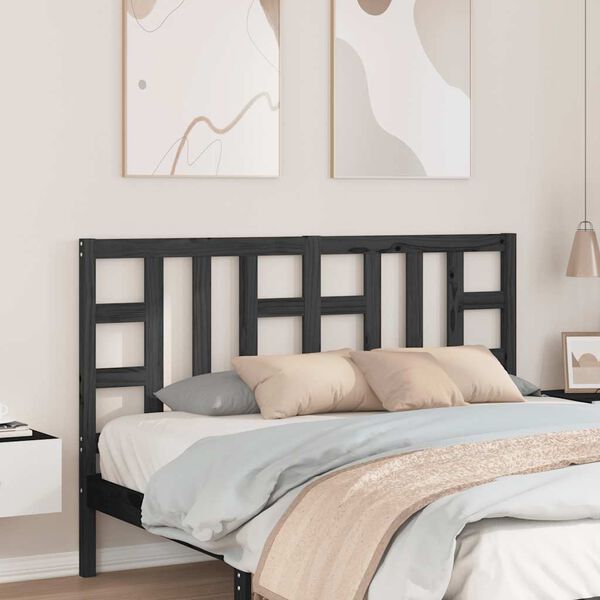 vidaXL Sängynpääty musta 146x4x100 cm täysi mänty