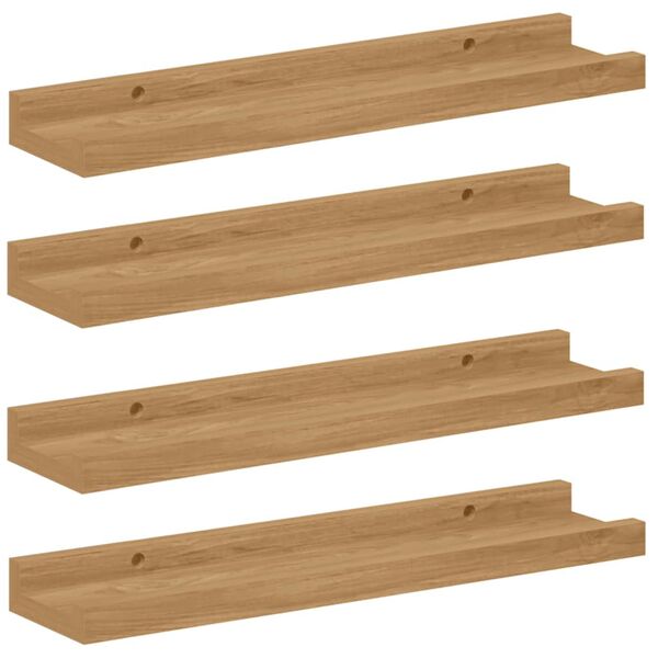 vidaXL Sein&auml;hylly hyllyll&auml; 4 pcs Ruskea 40 x 9 x 3 cm Tekninen puu