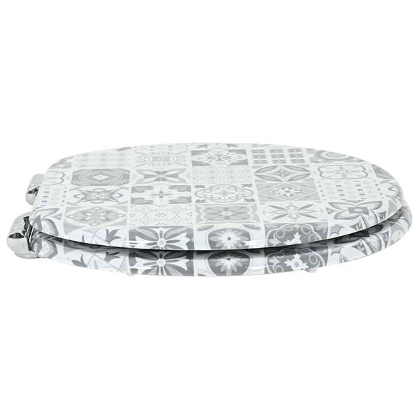 vidaXL Pehmoviimeinen WC-istuin Sininen ja valkoinen posliini MDF-levy