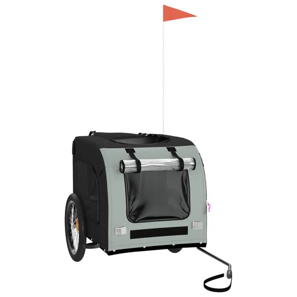 vidaXL Lemmikinkuljetuskärry polkupyörään harmaa/musta kangas ja rauta