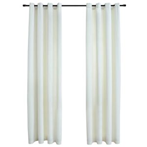 vidaXL Pimennysverhot renkailla 2 kpl sametti kerma 140x175 cm