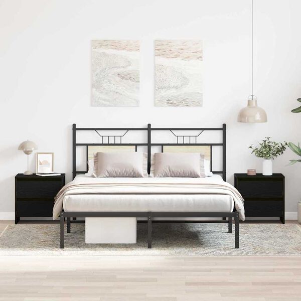 vidaXL Y&ouml;p&ouml;yt&auml;kaappi 2 pcs Musta tammi. 45 x 34 x 44,5 cm Tekninen puu