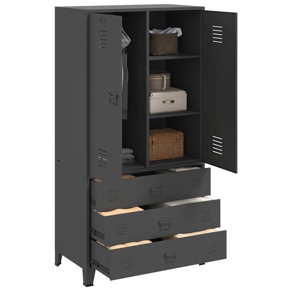 vidaXL Vaatekaappi antrasiitti 90x50x180 cm metalli