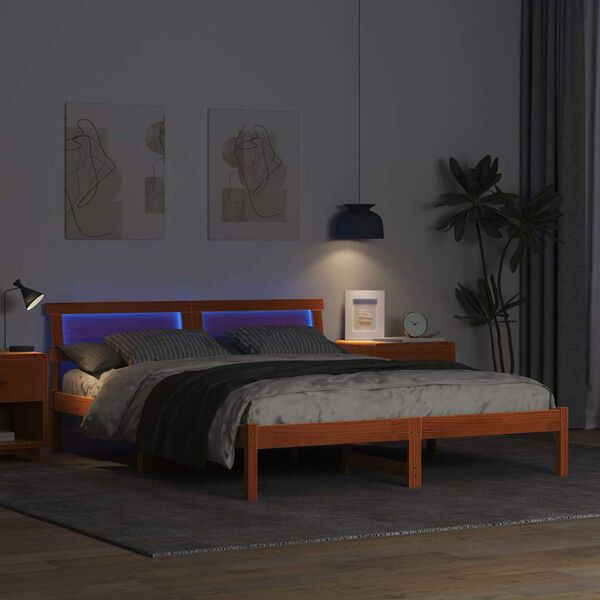 vidaXL S&auml;ngyn runko Vaha ruskea 5FT King Size Massiivinen m&auml;nty