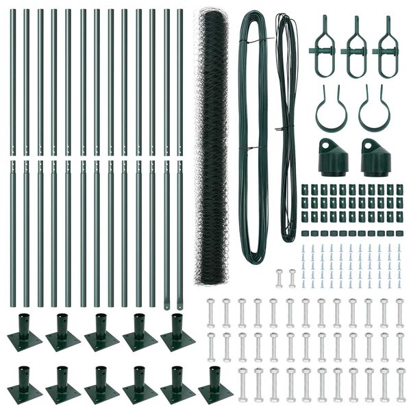 vidaXL Aitalatu Vihre&auml; 25 x 1,6 m (50 mm verkko) Ter&auml;st&auml; ja PVC:t&auml;