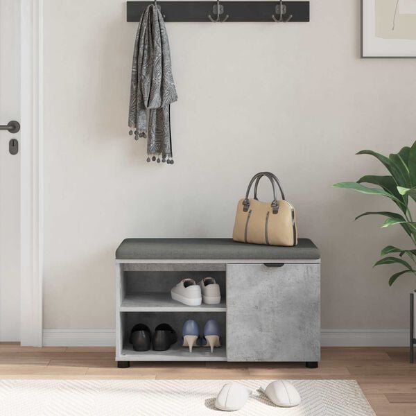 vidaXL Halli penkki tyynyll&auml; Yksiv&auml;rinen Betoni Harmaa 80 x 38 x 46 cm