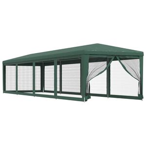 vidaXL Juhlateltta 10 verkkosivusein&auml;&auml; vihre&auml; 3x12 m HDPE