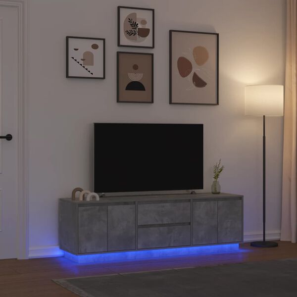 vidaXL TV-taso LED-valoilla betoninharmaa 160,5x41x50 cm