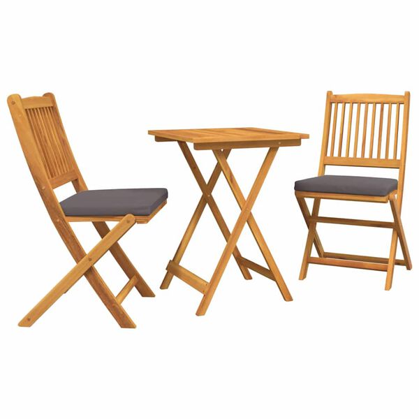 vidaXL Puutarhan Bistro Set 3 pcs Ruskea täysi akaasiapuu