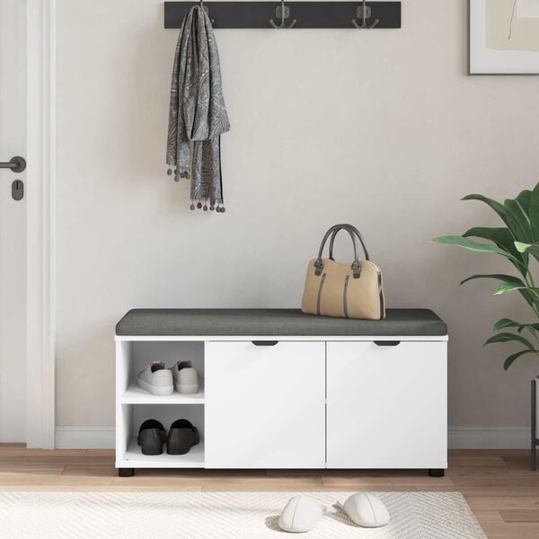 vidaXL Halli penkki Valkoinen 100 x 38 x 46 cm Insin&ouml;&ouml;ripuu ja kangas