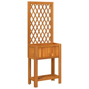 vidaXL Kukkalaatikko s&auml;leik&ouml;ll&auml; ja hyllyll&auml; 55x29,5x152 cm akasiapuu