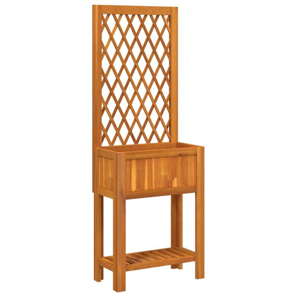 vidaXL Kukkalaatikko säleiköllä ja hyllyllä 55x29,5x152 cm akasiapuu