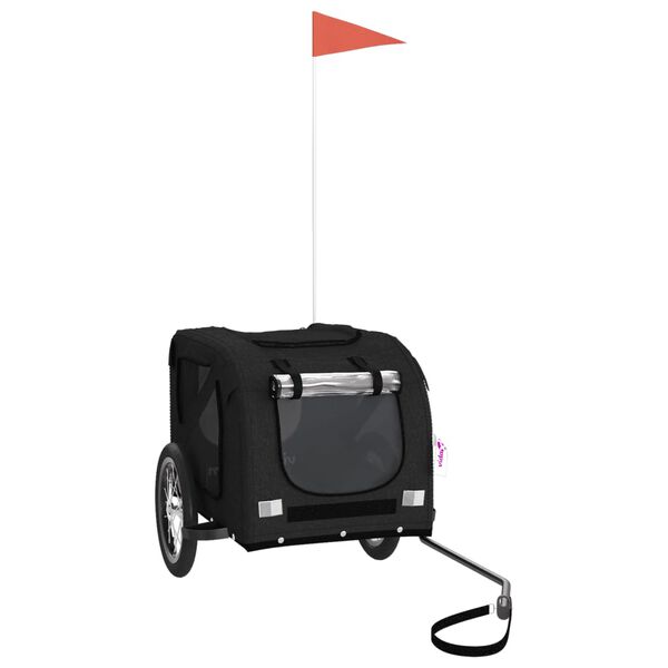 vidaXL Lemmikinkuljetuskärry polkupyörään musta kangas ja rauta