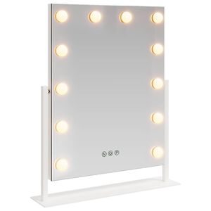 vidaXL LED Meikkipeili Valkoinen 44 x 10 x 53 cm Lasia ja ter&auml;st&auml;