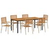 vidaXL Piharuokailu setti 7 pcs Beige ja Ruskea polyrottinki