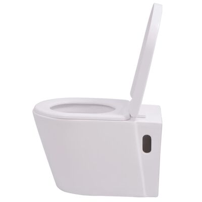 vidaXL Seinäkiinnitettävä WC Keraaminen Valkoinen