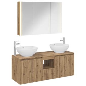 vidaXL Kylpyhuoneen kaappisetti 4 pcs Artisaanitammi Tekninen puu
