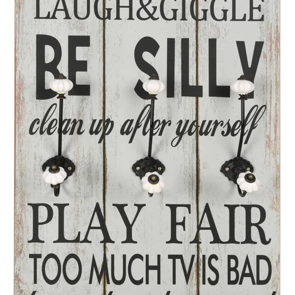 vidaXL Seinänaulakko 6 koukulla THANK YOU 120x40 cm