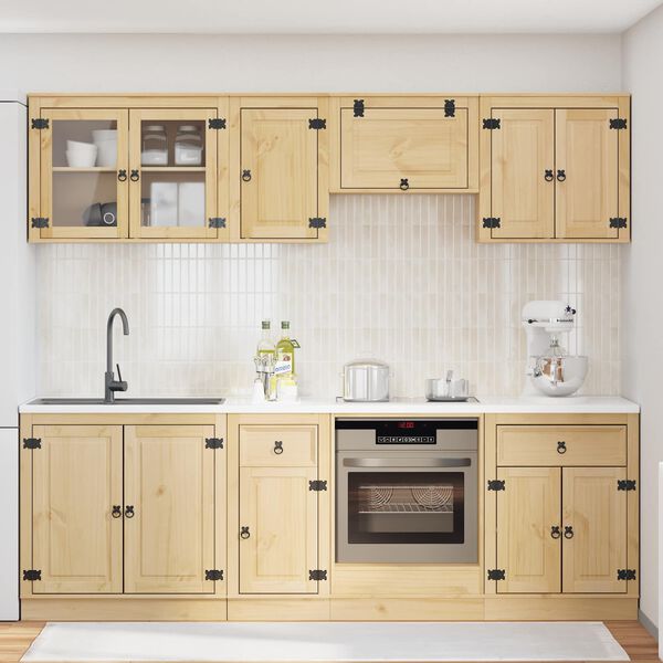 vidaXL Kaappi hyllyll&auml; SKI 8 pcs Hunaja Ruskea Massiivinen m&auml;nty