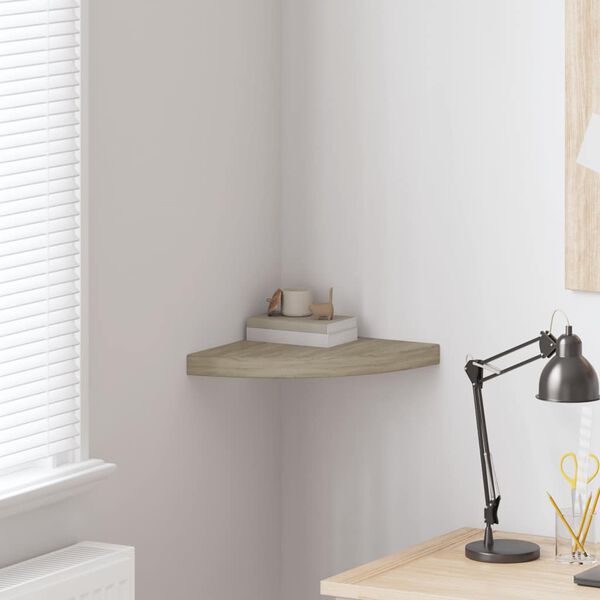 vidaXL Kelluva kulmahylly tammi 35x35x3,8 cm MDF