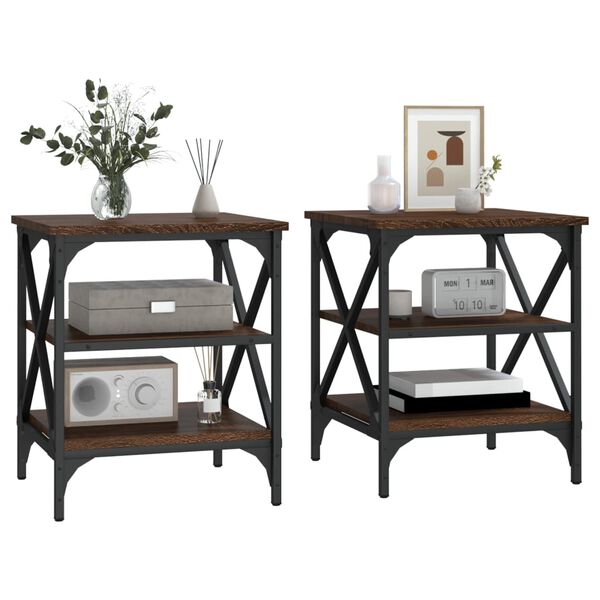 vidaXL Sivup&ouml;yd&auml;t 2 kpl ruskea tammi 40x42x50 cm tekninen puu