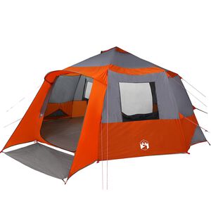 vidaXL 12-hengen m&ouml;kki teltta Harmaa ja oranssi 500 x 500 x 294 cm