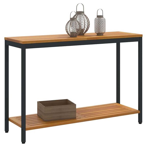 vidaXL Ulkopöytä hyllyllä Luonnollinen ja musta 110 x 35 x 75 cm