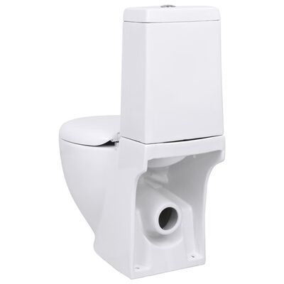 vidaXL Keraaminen WC-istuin pyöreä veden virtaus takaa valkoinen