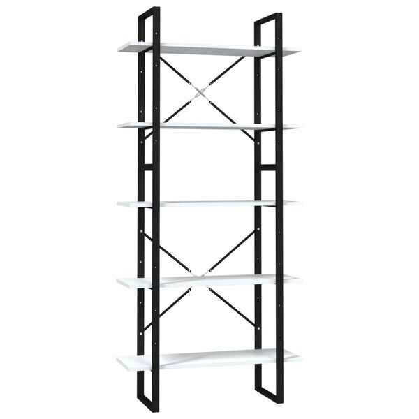 vidaXL 5-tasoinen Kirjahylly valkoinen 80x30x175 cm tekninen puu