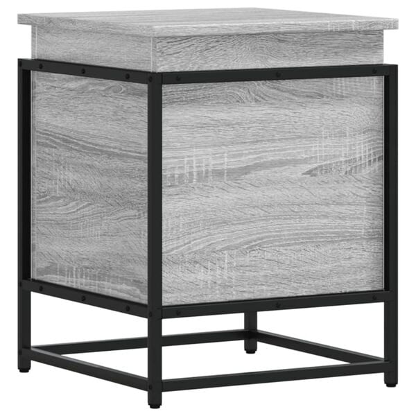 vidaXL S&auml;ilytyslaatikko kannella harmaa 40x40x51,5 cm tekninen puu