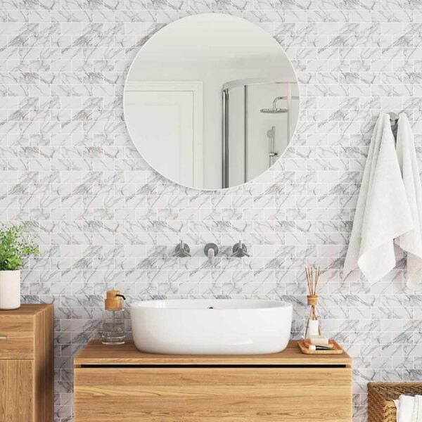 vidaXL Metrolaatta 20 pcs Valkoinen marmori 30,5 x 30,5 cm