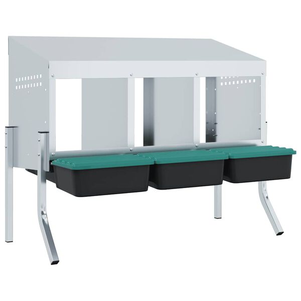 vidaXL Kanan pes&auml;laatikko 3 lokeroa jaloilla galvanoitu ter&auml;s