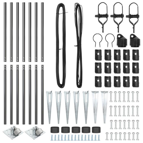 vidaXL Aidan pylväät 7 pcs Harmaa Ø32mm 180 cm Galvanoitu teräs