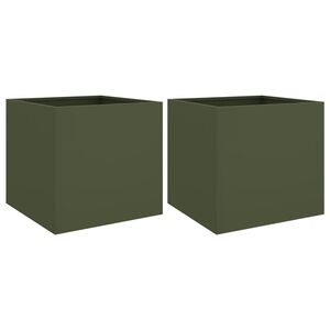 vidaXL Kukkalaatikot 2 kpl oliivinvihre&auml; 49x47x46 cm ter&auml;s