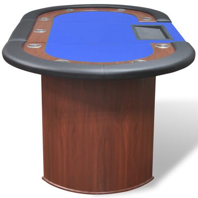 vidaXL Pokeripöytä 10 pelaajalle Jakoalue ja pelimerkkialusta Sininen